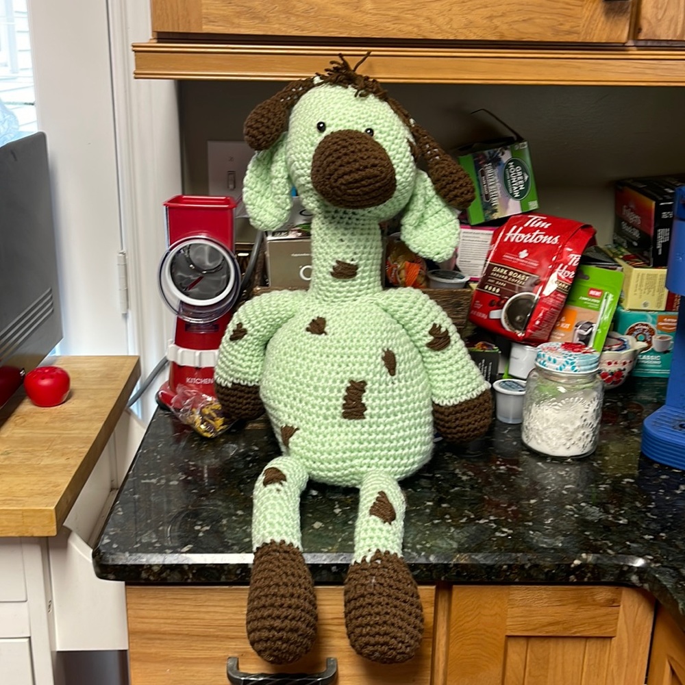 Large hand crocheted giraffe